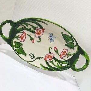 Temptations By Tara Dragonfly Platter 18x10 Double Handles Oven Safe QVC Retired